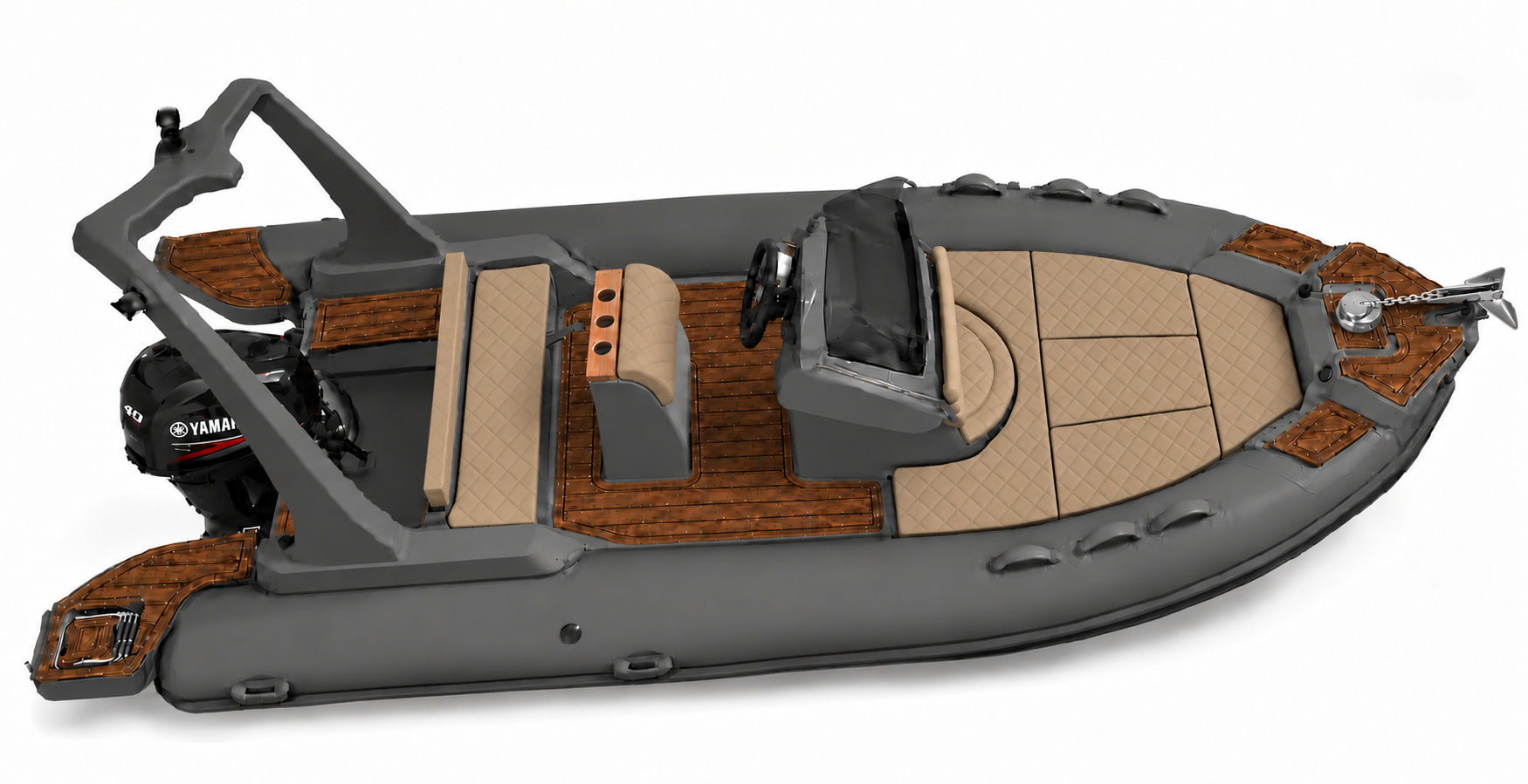 Explorer Sea 6.4 su sfondo bianco, prua a destra